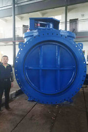AWWA DN2000 SS304 Mavi pnevmatik fiş valfi, solucan dişli elektrik fiş valfi mekanik ortak bağlantı